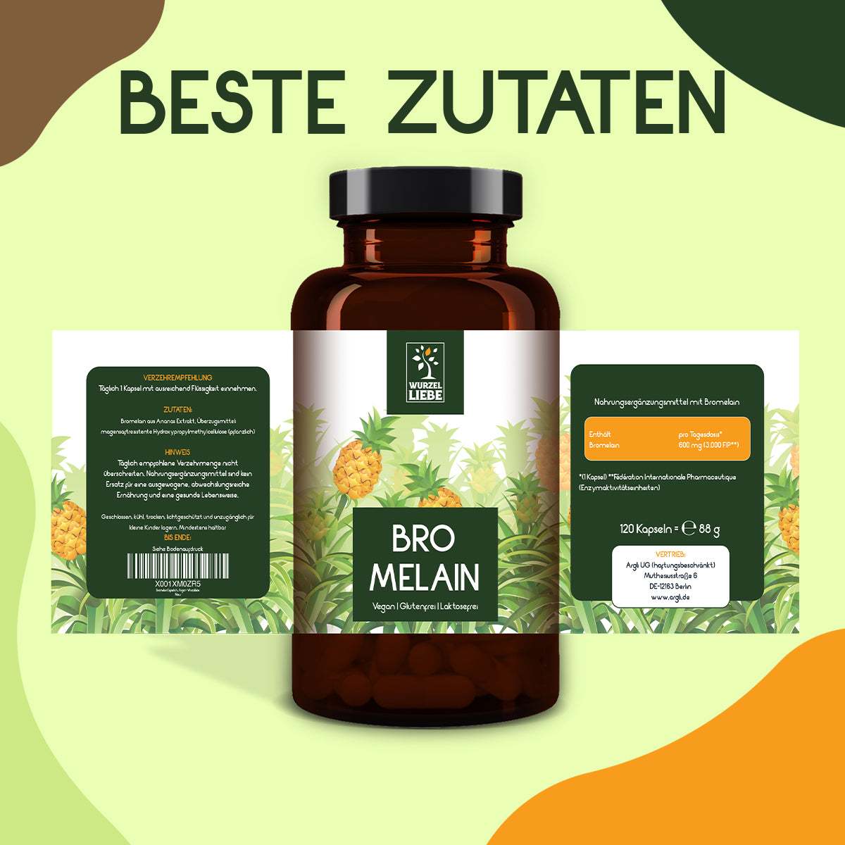 WURZELLIEBE - Bromelain - 120 Kapseln - 3er Spar - Set