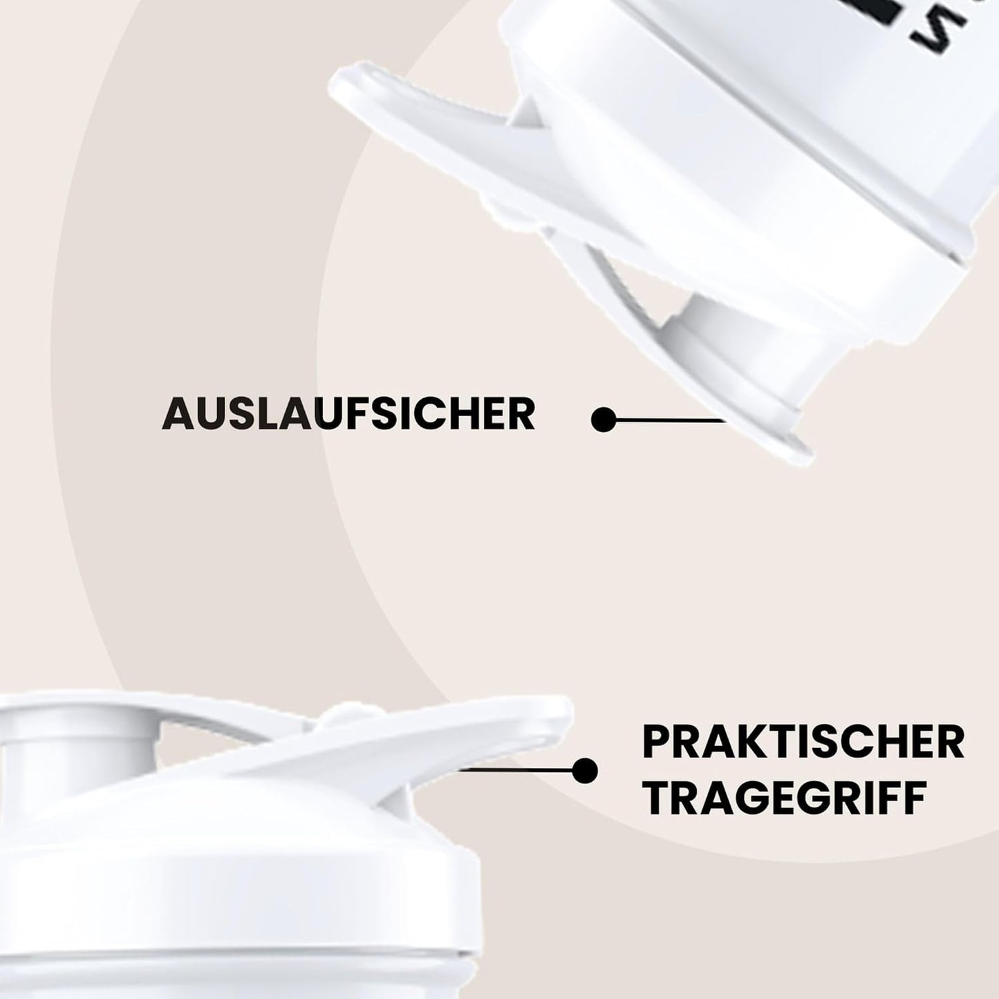 Protein Shaker with Powder Compartment and Whisk Ball White