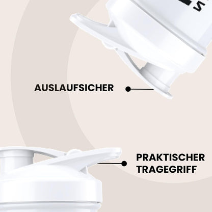 Protein Shaker with Powder Compartment and Whisk Ball White