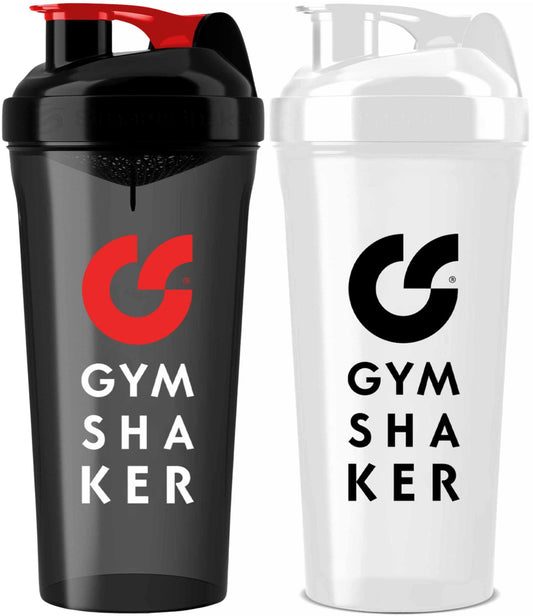 GYMSHAKER 2er Pack Protein Shaker - Schwarz, Weiß