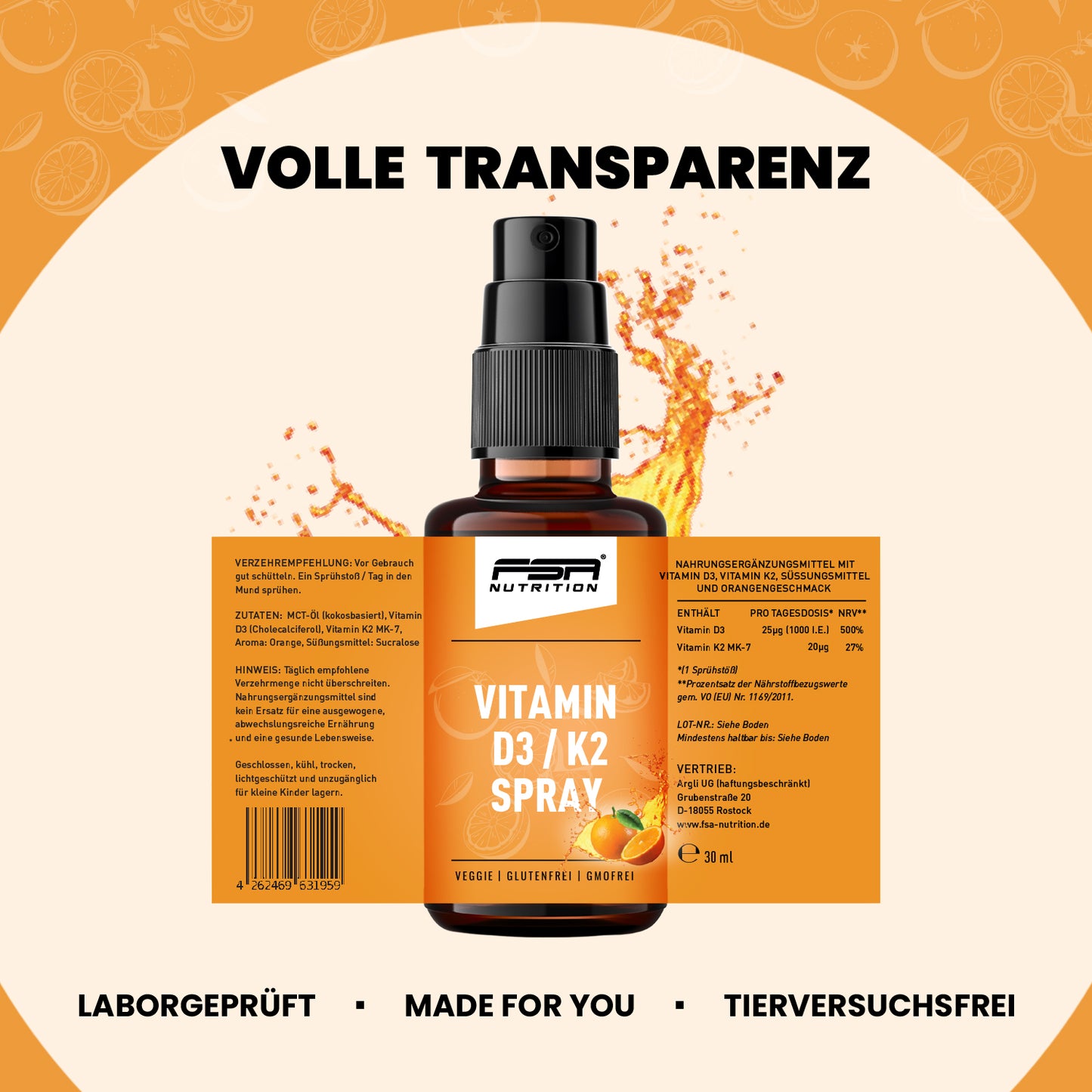 Vitamin D3 + K2 Spray Orange