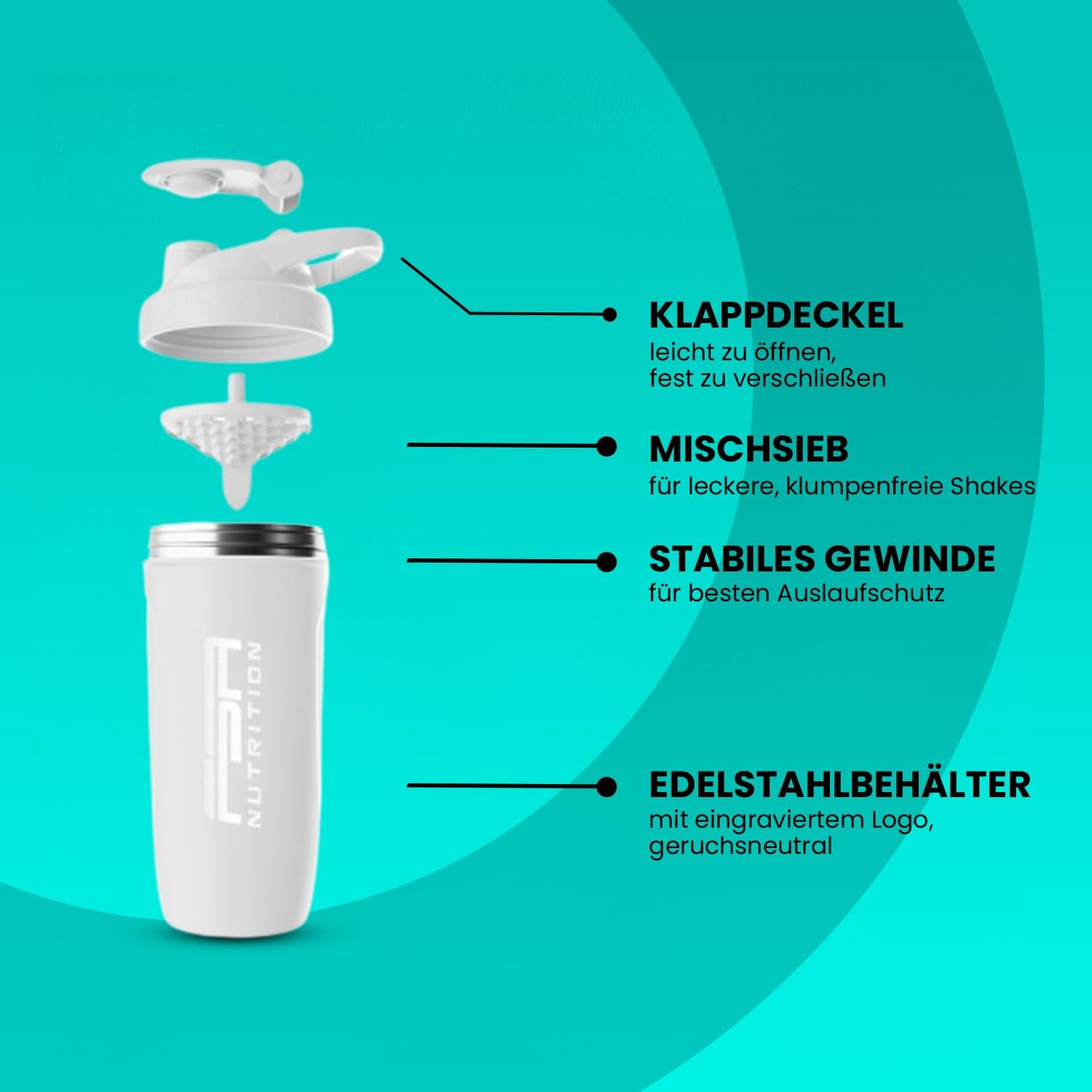 Edelstahl Shaker Weiß