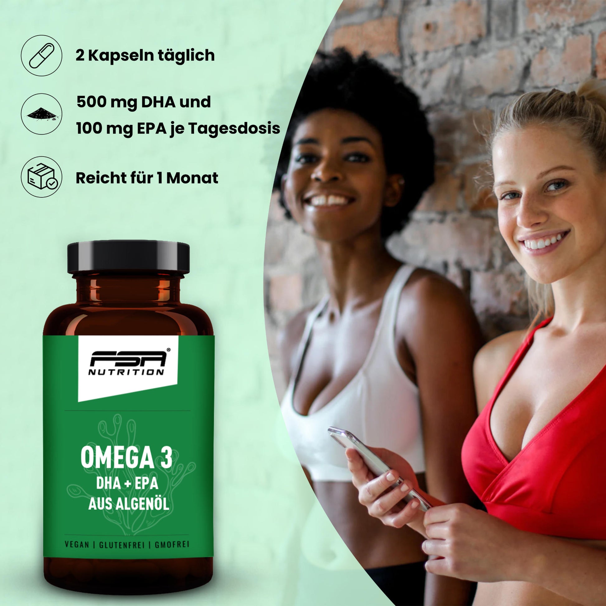 Omega 3 DHA + EPA aus Algenöl - 60 Kapseln