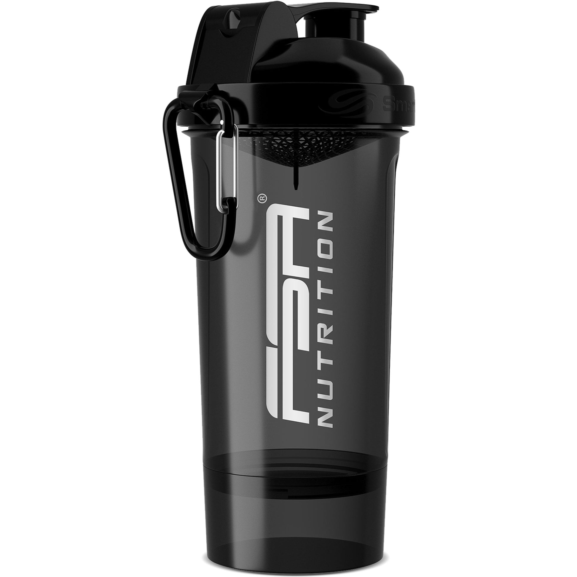 Protein Shaker mit Pulverfach Schwarz