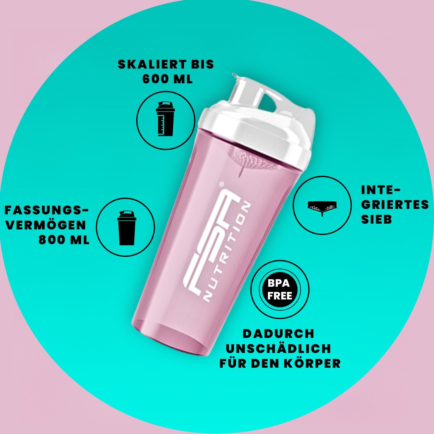 Protein Shaker Rosa