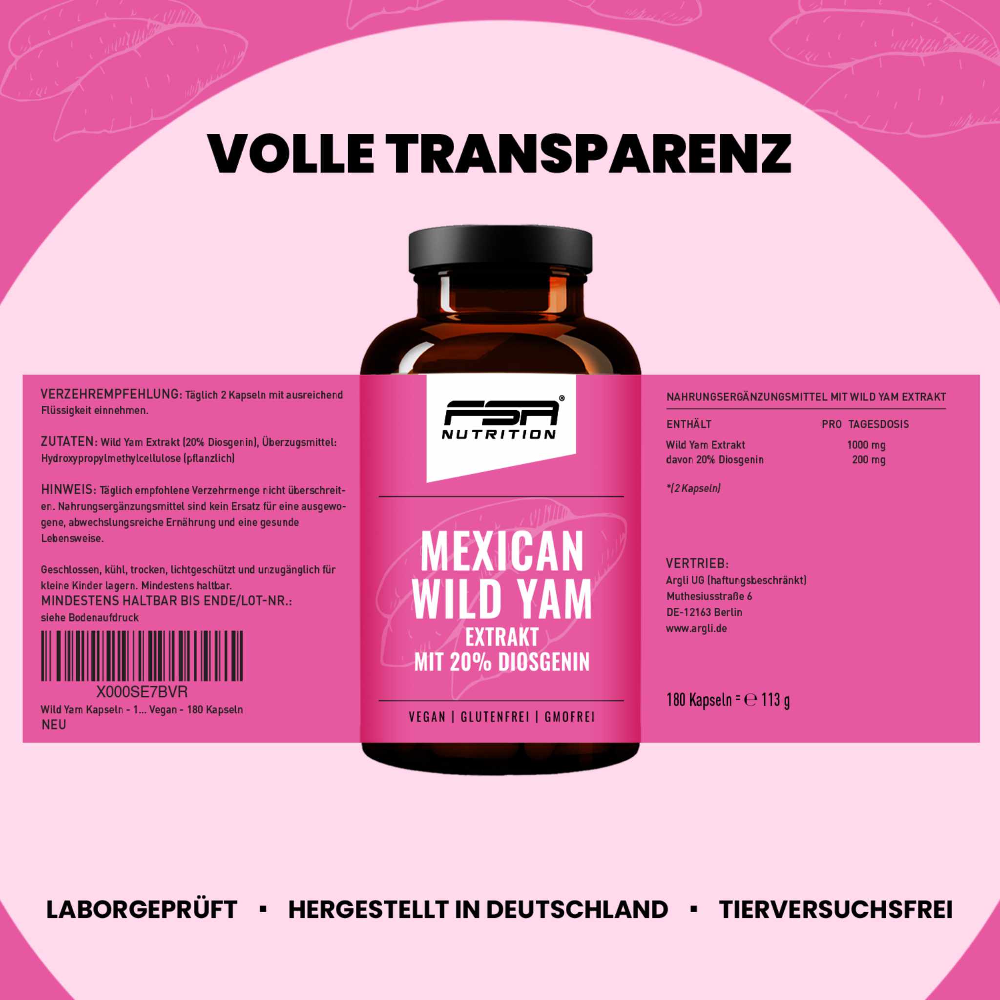 Yamswurzel Mexican Wild Yam - 180 Kapseln