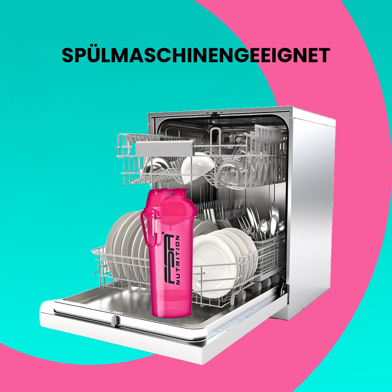 Protein Shaker mit Pulverfach Pink