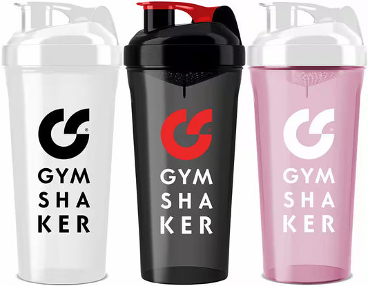 GYMSHAKER 3er Pack Protein Shaker - Schwarz, Weiß, Rosa
