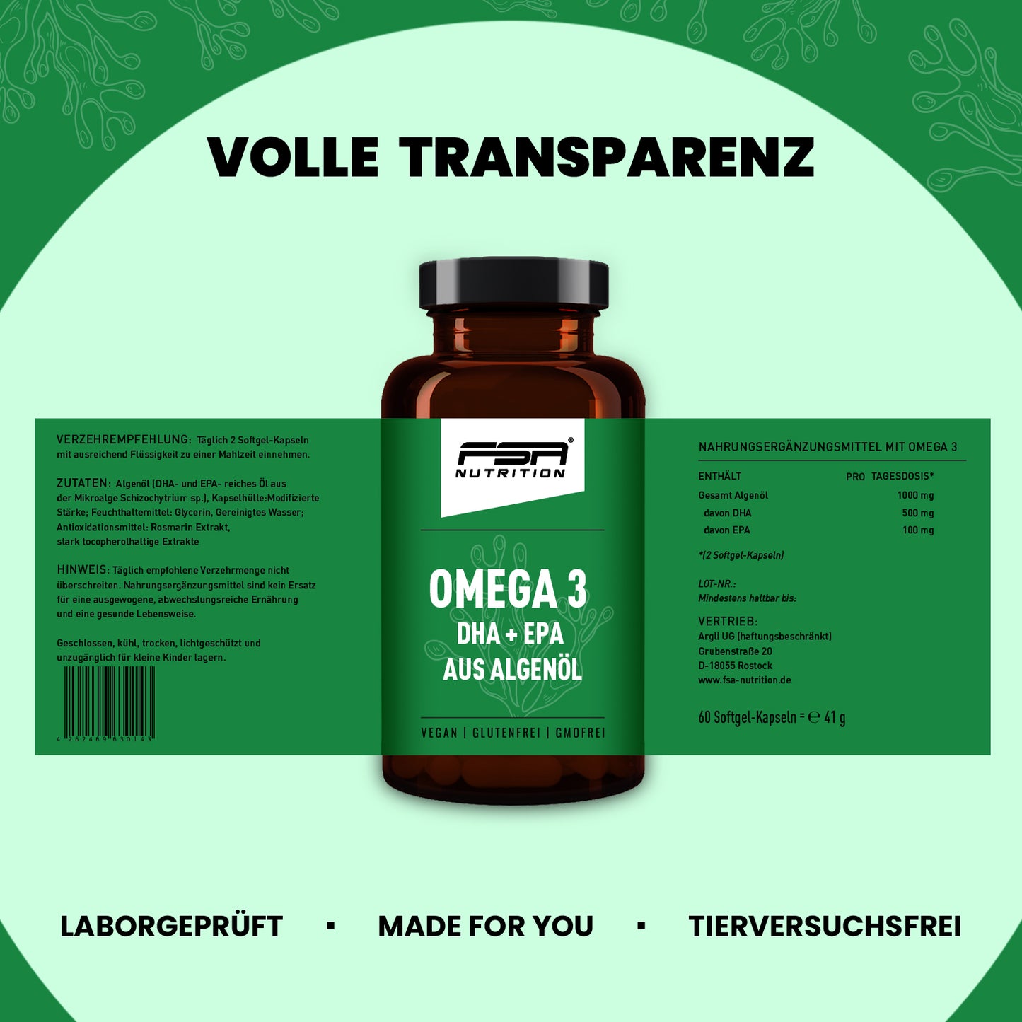 Omega 3 DHA + EPA aus Algenöl