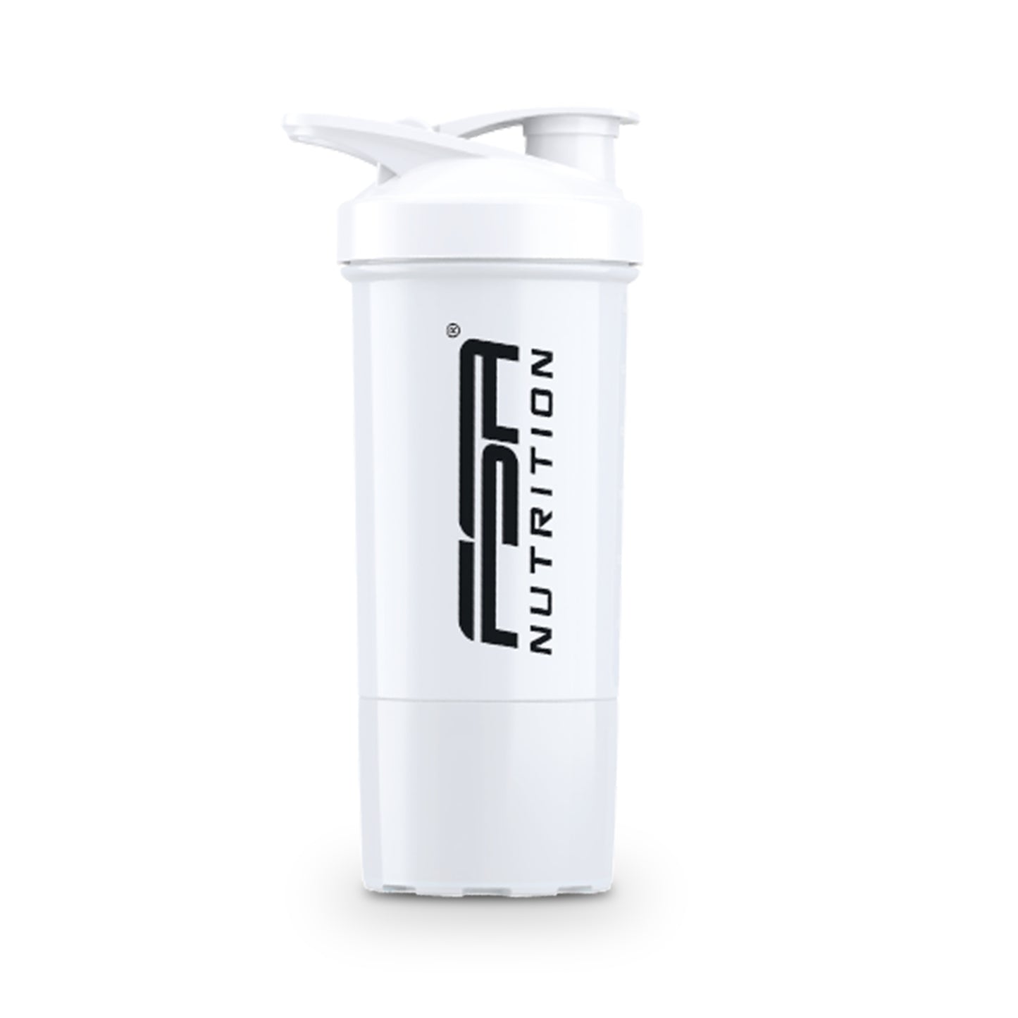Protein Shaker with Powder Compartment and Whisk Ball White
