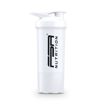Protein Shaker with Powder Compartment and Whisk Ball White