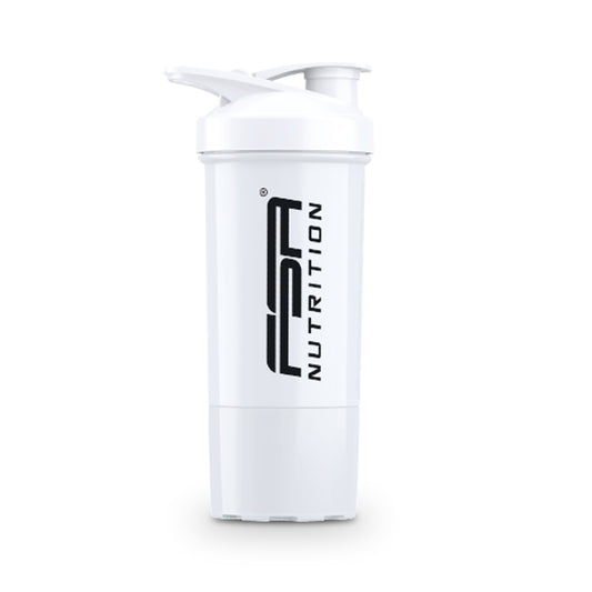 Protein Shaker with Powder Compartment and Whisk Ball White