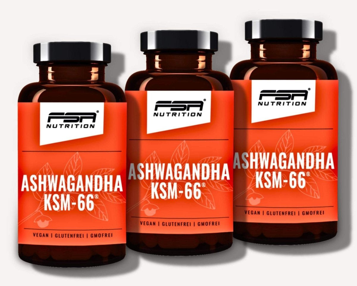 FSA NUTRITION - Ashwagandha KSM - 66 im Glas - 120 Kapseln - 3er Spar - Set