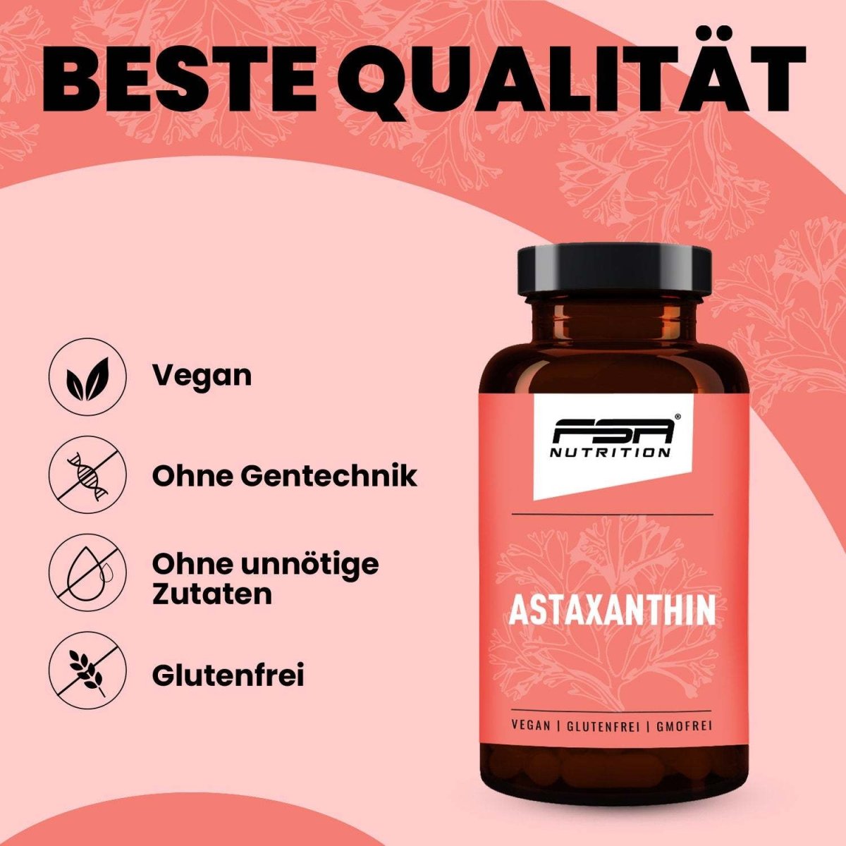 FSA NUTRITION - Astaxanthin im Glas - 60 Kapseln