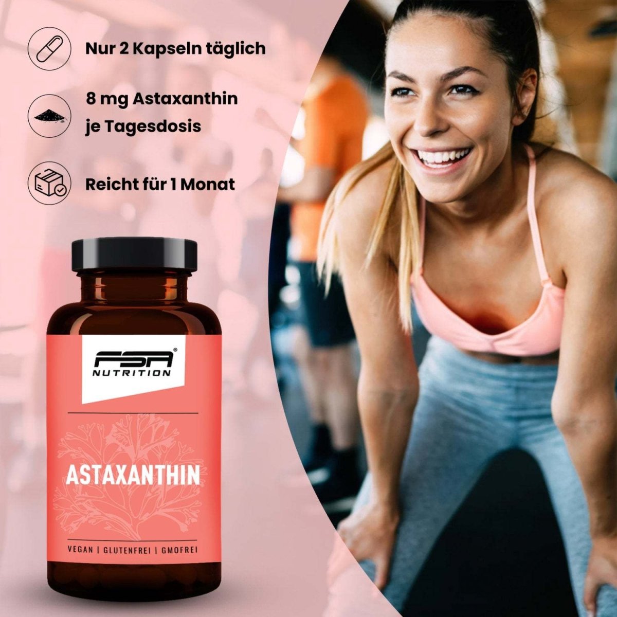 FSA NUTRITION - Astaxanthin im Glas - 60 Kapseln