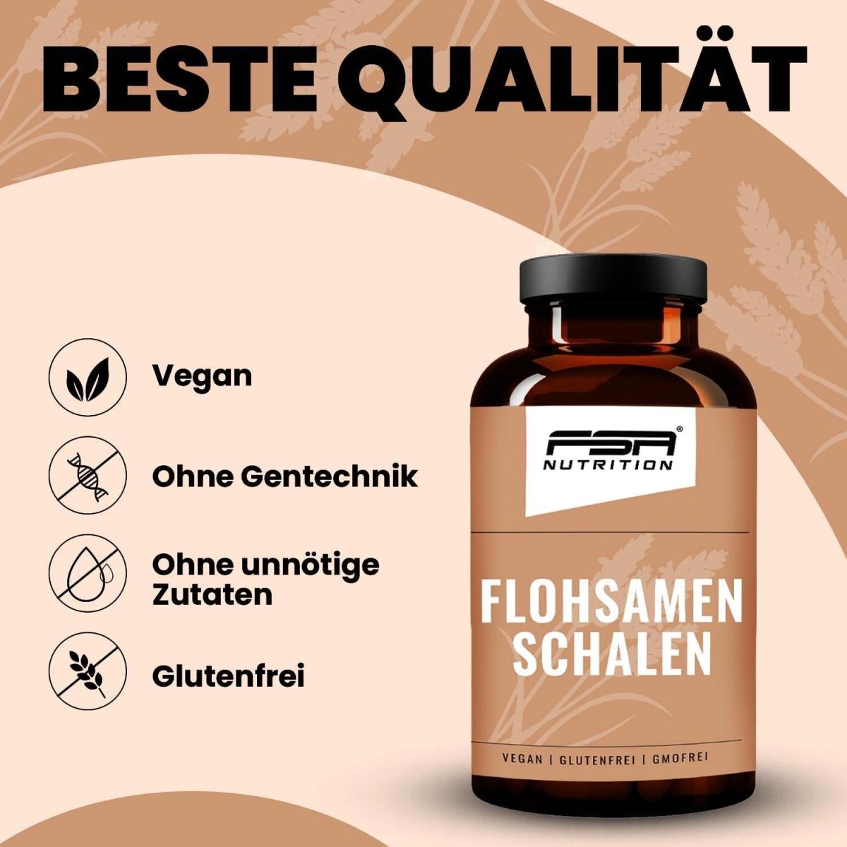 FSA NUTRITION - Flohsamenschalen im Glas - 180 Kapseln - 3er Spar - Set