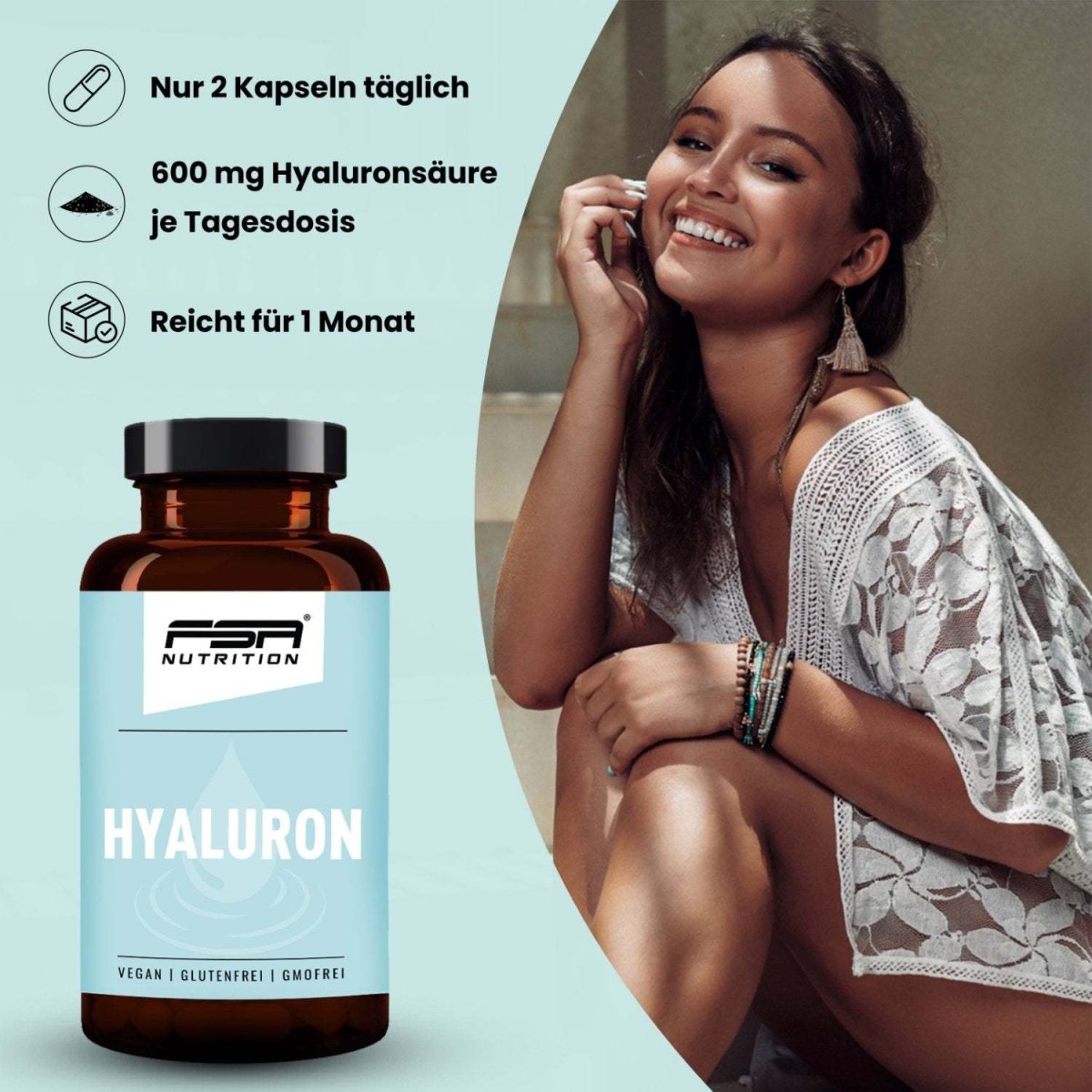FSA NUTRITION - Hyaluron im Glas - 60 Kapseln