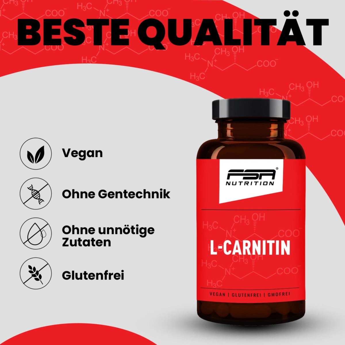 FSA NUTRITION - L - Carnitin im Glas - 120 Kapseln