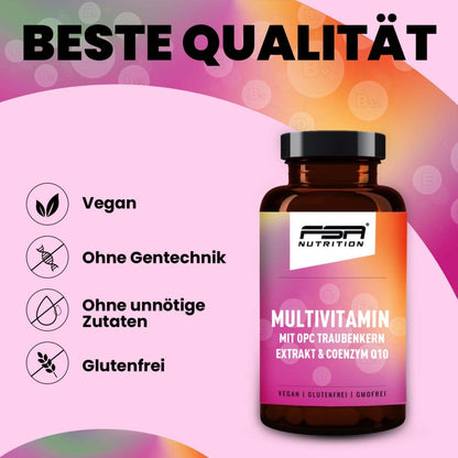 FSA NUTRITION - Multivitamin mit OPC Traubenkern Extrakt & Coenzym Q10 - 60 Kapseln - 3er Spar - Set