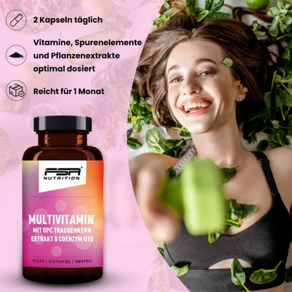 FSA NUTRITION - Multivitamin mit OPC Traubenkern Extrakt & Coenzym Q10 - 60 Kapseln - 3er Spar - Set