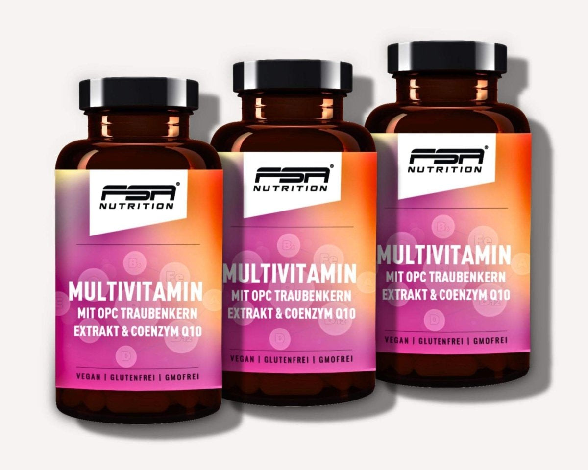 FSA NUTRITION - Multivitamin mit OPC Traubenkern Extrakt & Coenzym Q10 - 60 Kapseln - 3er Spar - Set
