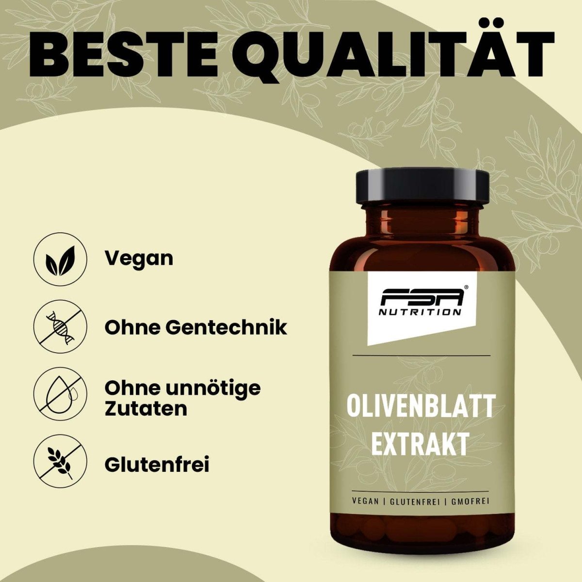 FSA NUTRITION - Olivenblatt Extrakt im Glas - 60 Kapseln