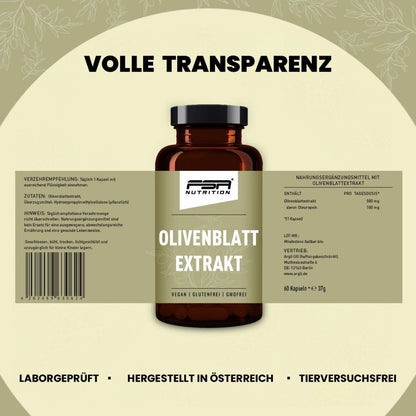 FSA NUTRITION - Olivenblatt Extrakt im Glas - 60 Kapseln