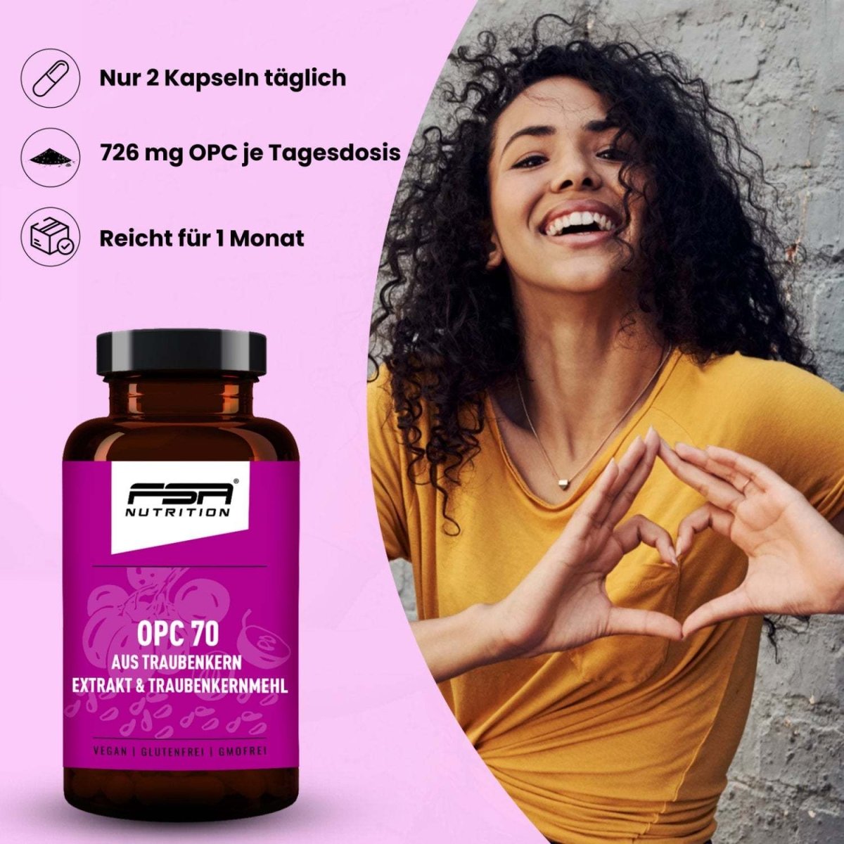 FSA NUTRITION - OPC 70 Traubenkern im Glas - 60 Kapseln