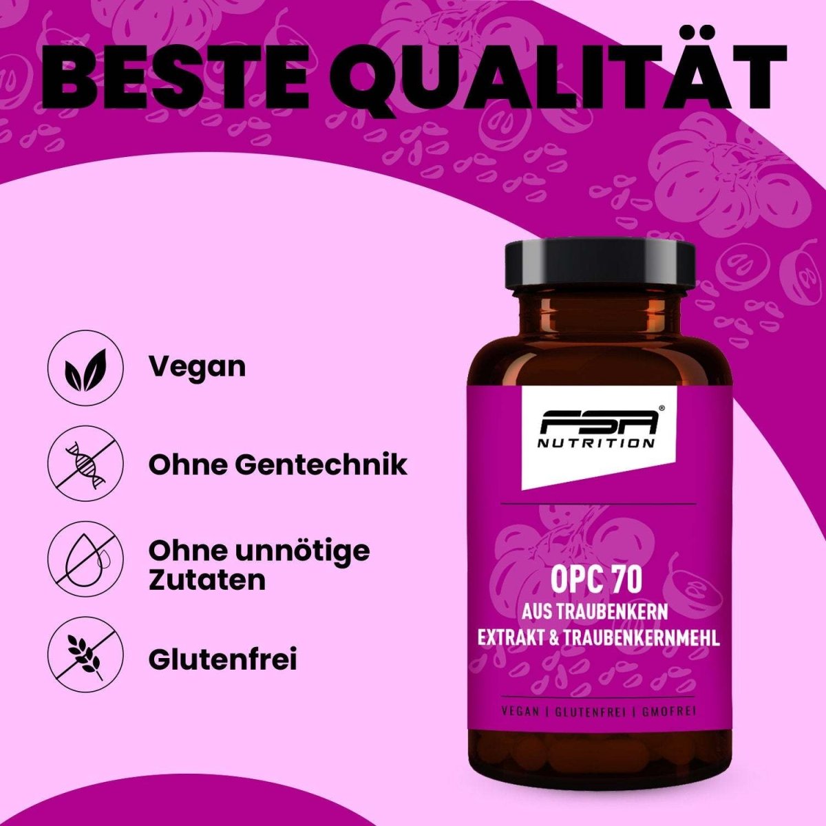 FSA NUTRITION - OPC 70 Traubenkern im Glas - 60 Kapseln