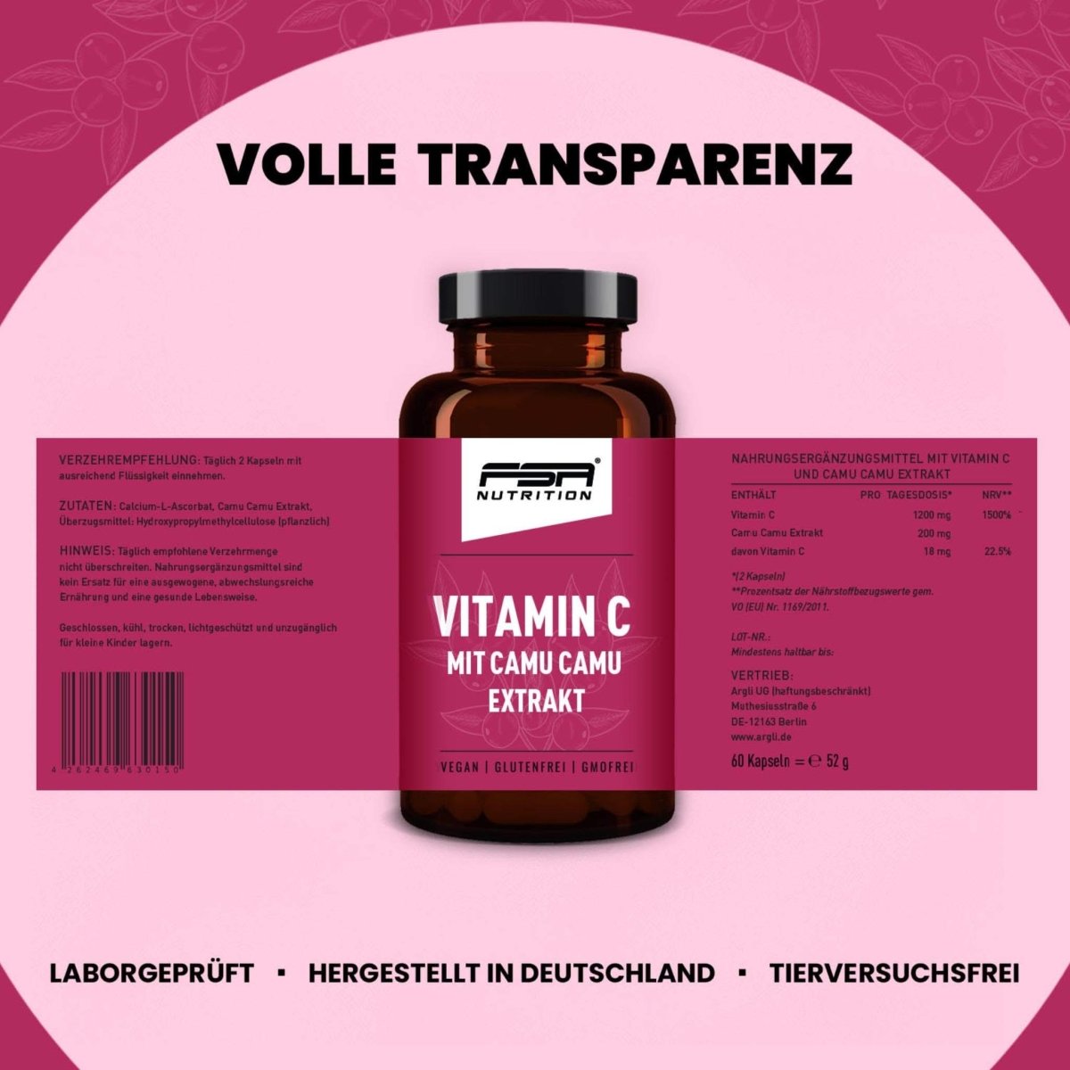 FSA NUTRITION - Set Magnesium + Zink + Vitamin C CamuCamu + Vitamin D3 + Vitamin K2 - MK7