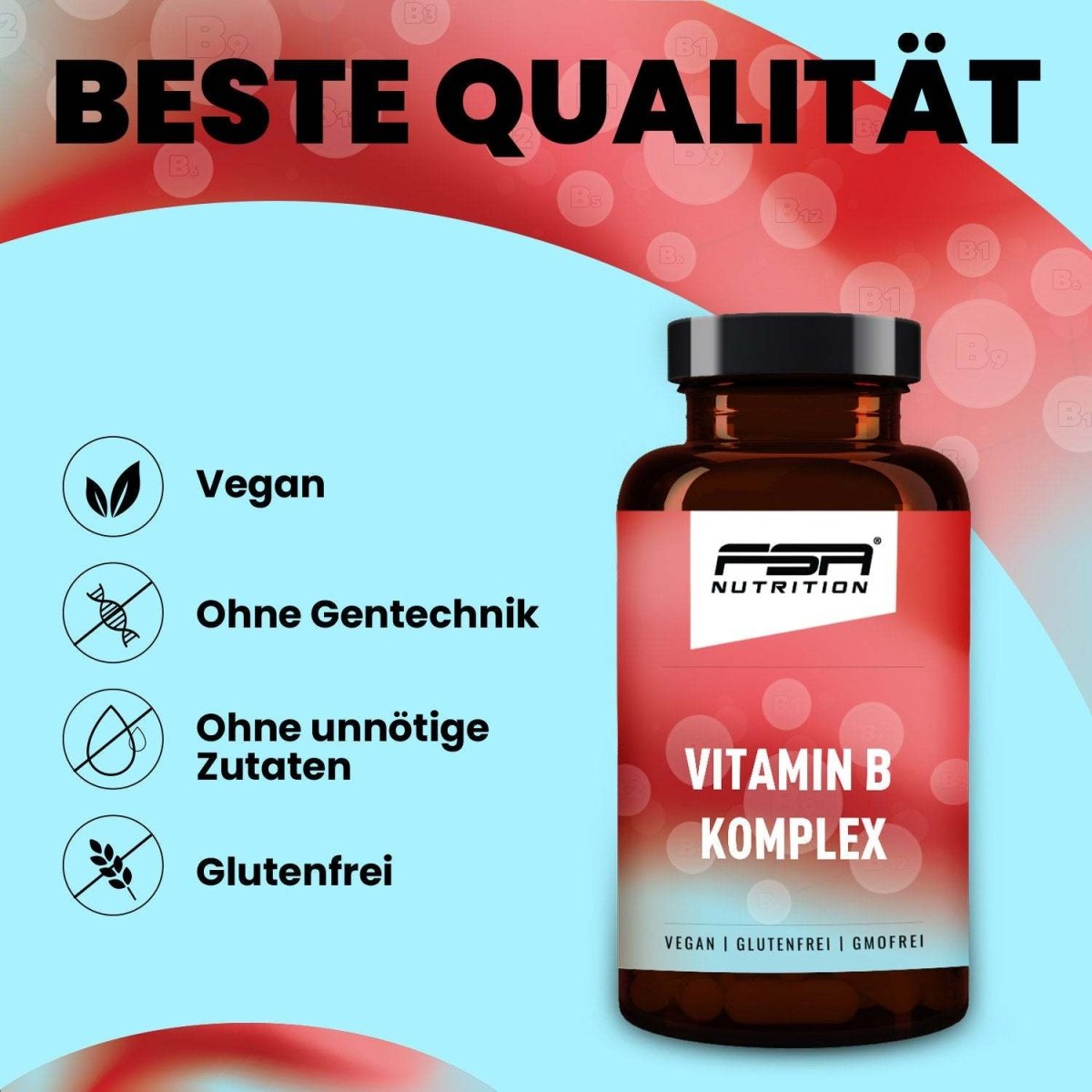 FSA NUTRITION - Vitamin B Komplex im Glas - 60 Kapseln