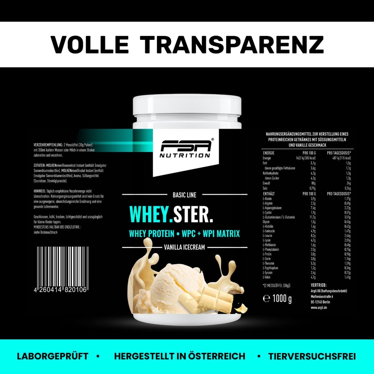 FSA NUTRITION - Whey Protein - Vanilla Icecream