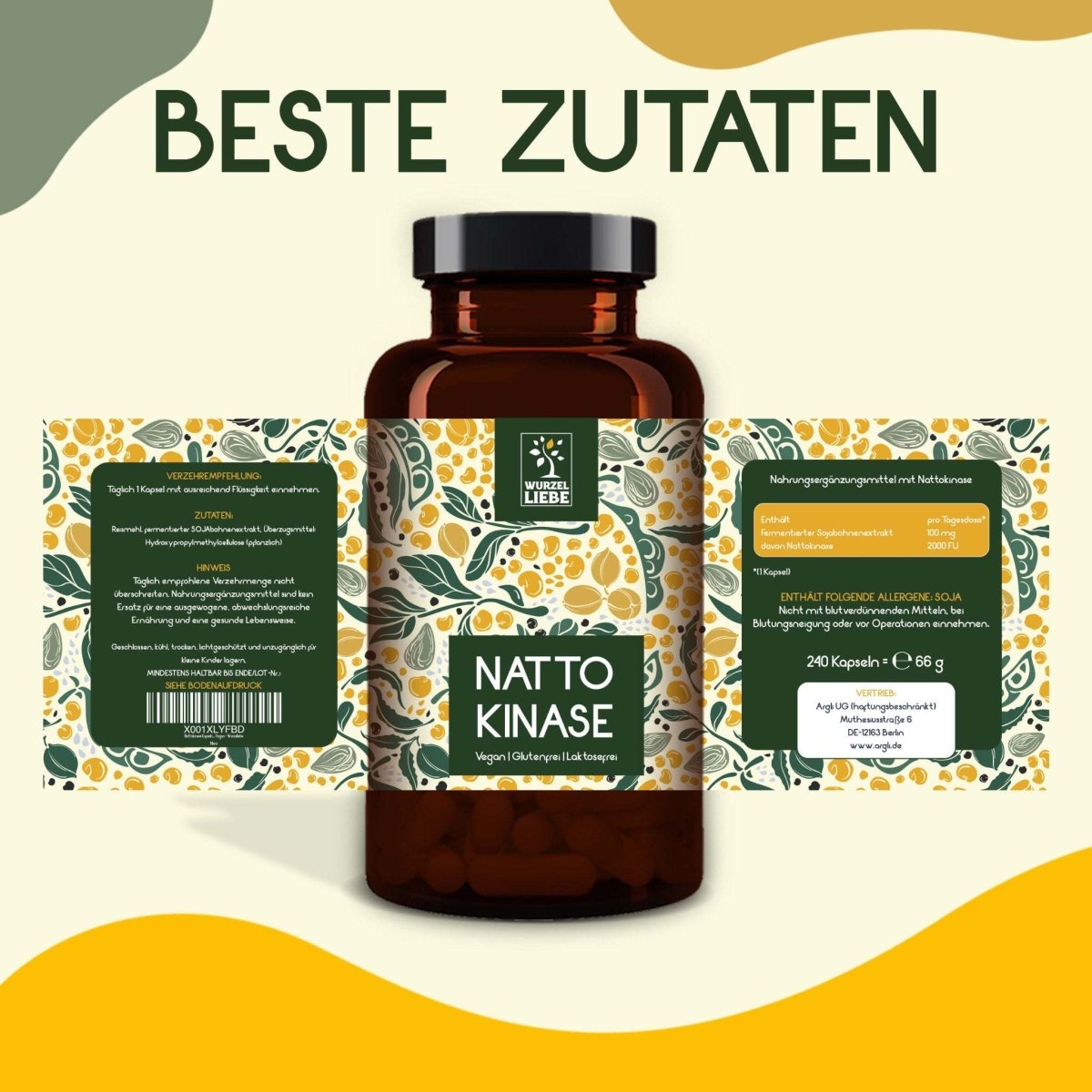 WURZELLIEBE - Nattokinase - 240 Kapseln - 3er Spar - Set